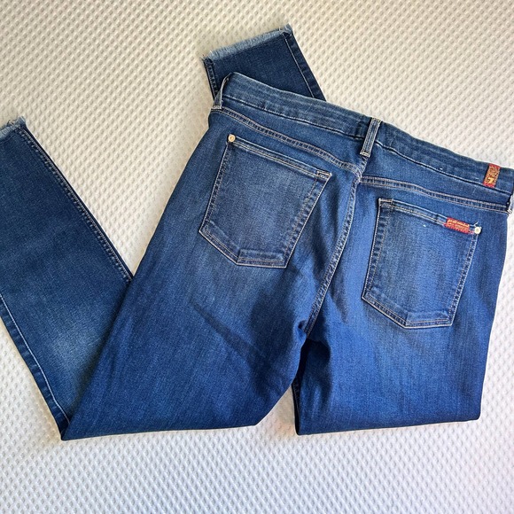 7 For All Mankind B(air) High Waist Ankle Skinny Jeans 32 14 Raw Hem Duchess - Picture 3 of 7